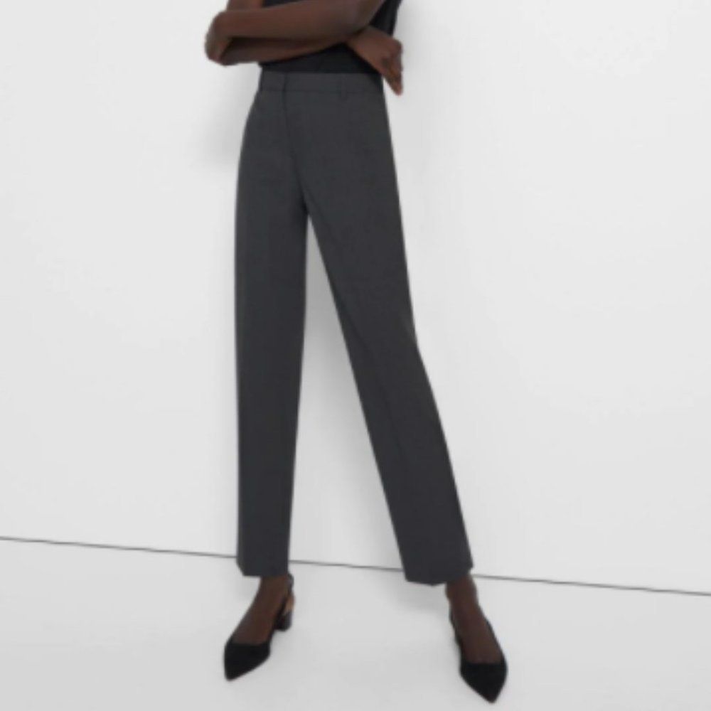 Theory | Treeca Full Length Virgin Wool Trouser | Dark Charcoal Grey | Size 6